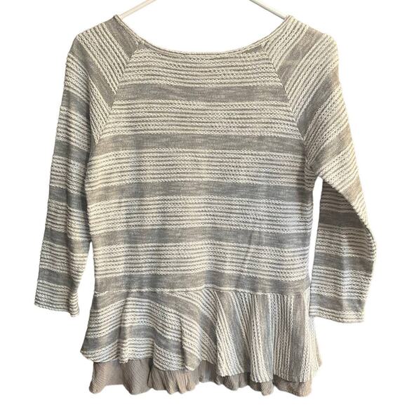 Doe & Rae Small Peplum Top Gray Stripe - Picture 3 of 9